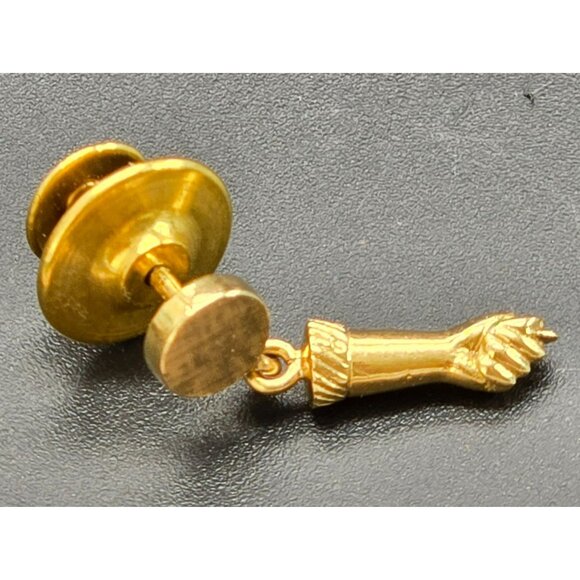Vintage Closed Hand and Arm Gold Tone Lapel Pin Tie Tack Unmarked CT703 - Picture 1 of 6